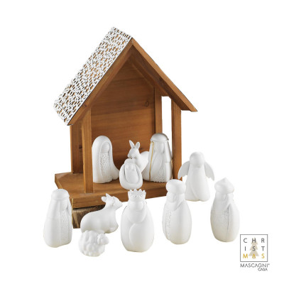 Mascagni - Presepe con 11 statuine dal design moderno - Colore: Bianco - SKU: 20QC2963