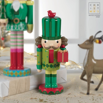  Mascagni - Time - Soldatino schiaccianoci piccolo h.29 - Colore: Verde/Rosso - SKU: 20MC2015 
