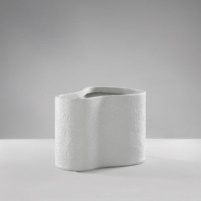 Mascagni - Vaso in resina dal design moderno H.24cm - Colore: Bianco - SKU: 20QO1990