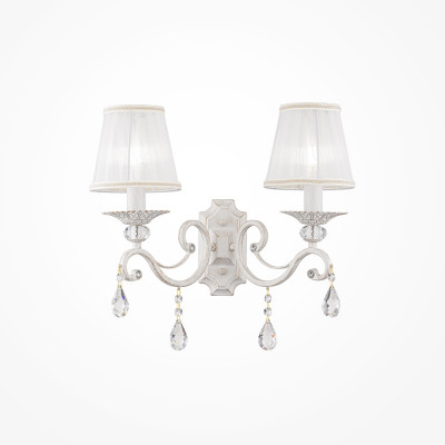 Maytoni - Grace - Applique da parete classica con paralumi in tessuto - Colore: Bianco/Oro - 2 Lampadine E14 40W - IP20 - SKU: ARM247-02-G