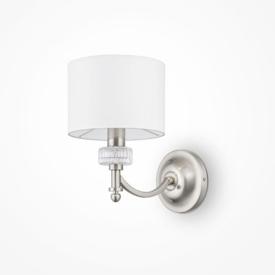 Maytoni - Alicante - Applique da parete classica in metallo con paralume in tessuto - Colore: Nichel - 1 Lampadina E14 40W - IP20 - SKU: MOD014WL-01N