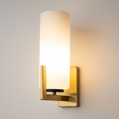 Maytoni - Fortano - Applique da parete con diffusore in vetro in stile moderno - Colore: Ottone - 1 Lampadina E27 40W - IP20 - SKU: MOD089WL-01BS