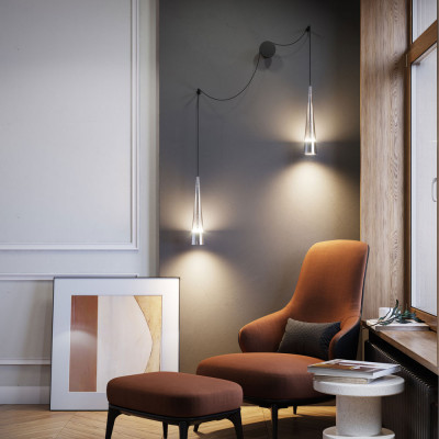 Maytoni - Sintesi - Applique da parete con doppio diffusore a led dal design moderno ed elegante - Colore: Nichel - 2 Lampadine Led Integrato 24W - Lumen 840 - Gradi Kelvin 3000k Luce Calda - IP 20 - SKU: P090WL-L24CH3K