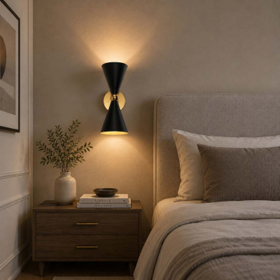 Maytoni Vesper Applique da parete con struttura e diffusori in metallo dallo stile moderno Colore: Nero/Oro