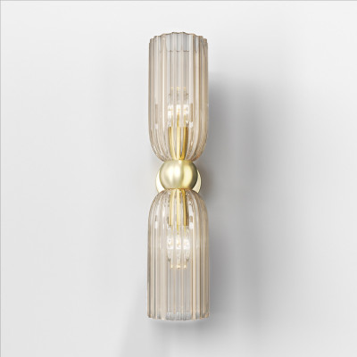Maytoni - Antic - Applique da parete in metallo e doppio diffusore in vetro dal design elegante - Colore: Ambra - 2 Lampadine - E14 - 40W - IP 20 - SKU: MOD302WL-02CG