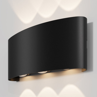 Maytoni Strato Applique da parete per esterno moderna a LED con struttura grande in metallo Colore: Nero