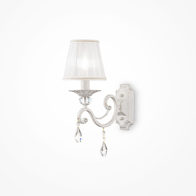 Maytoni - Grace - Applique in stile classico struttura in metallo e paralume in tessuto - Colore: Bianco/Oro - 1 Lampadina E14 40W - IP20 - SKU: ARM247-01-G