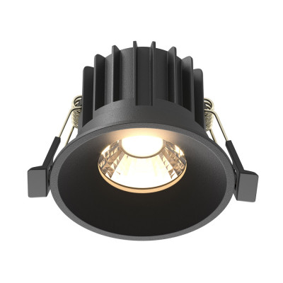 Maytoni - Round - Faretto a incasso con diffusore a LED e struttura in alluminio - Colore: Nero - 1 Lampadina Led Integrato 12W - Lumen 910 - Gradi Kelvin 3000k Luce Calda - IP20 - SKU: DL058-12W3K-B