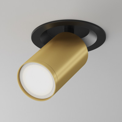 Maytoni - Focus - Faretto da incasso in alluminio dal design moderno ed elegante - Colore: Nero/Oro - 1 Lampadina - GU10 - 50W - IP20 - SKU: C048CL-U-1BMG