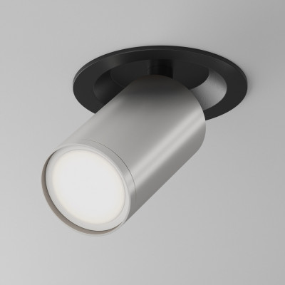 Maytoni - Focus - Faretto da incasso in alluminio dal design moderno ed elegante - Colore: Nero/Argento - 1 Lampadina - GU10 - 50W - IP20 - SKU: C048CL-U-1BS
