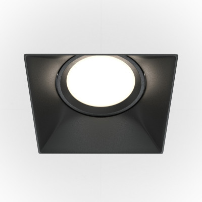Maytoni - Dot - Faretto da incasso in alluminio quadrato dal design moderno - Colore: Nero - 1 Lampadina - GU10 - 50W - IP20 - SKU: DL042-01-SQ-B