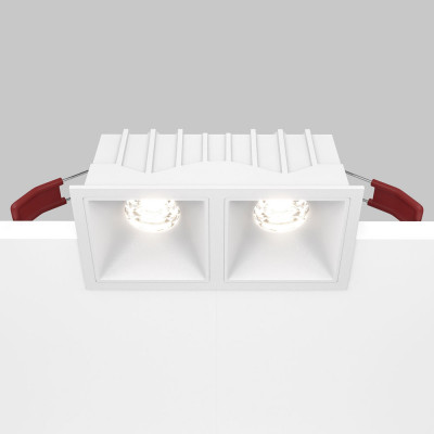 Maytoni - Alfa - Faretto da incasso quadrato con doppio diffusore a led - Colore: Bianco - 2 Lampadine Led Integrato 20W - Lumen 1100 - Gradi Kelvin 4000k Luce Naturale - IP20 - SKU: DL043-02-10W4K-SQ-W