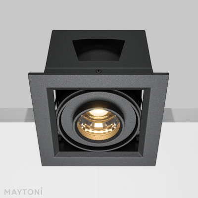 Maytoni - Metal Modern - Faretto da incasso quadrato in alluminio con diffusore orientabile - Colore: Nero - 1 Lampadina - Led Integrato - 10W - Lumen 750 - Gradi Kelvin 3000k Luce Calda - IP20 - SKU: DL093-01-10W3K-B