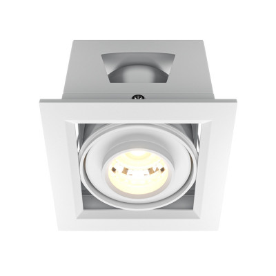 Maytoni - Metal Modern - Faretto da incasso quadrato in alluminio con diffusore orientabile - Colore: Bianco - 1 Lampadina - Led Integrato - 10W - Lumen 750 - Gradi Kelvin 3000k Luce Calda - IP20 - SKU: DL093-01-10W3K-W