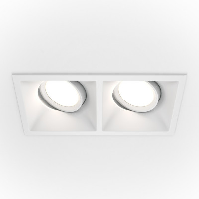 Maytoni - Dot - Faretto da incasso rettangolare in alluminio dal design moderno - Colore: Bianco - 2 Lampadine - GU10 - 50W - IP20 - SKU: DL029-2-02W