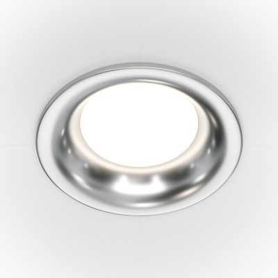 Maytoni - Slim - Faretto da incasso rotondi in alluminio verniciato in stile moderno - Colore: Argento - 1 Lampadina - GU10 - 50W - IP20 - SKU: DL027-2-01-S