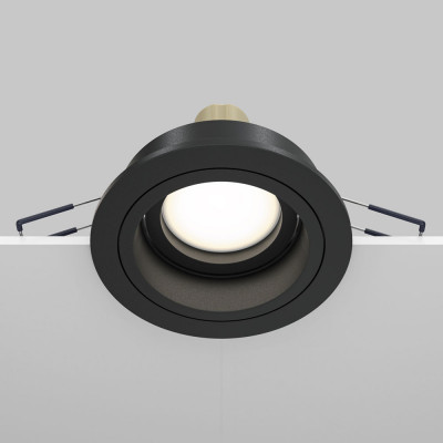 Maytoni - Akron - Faretto da incasso rotondi in stile moderno in alluminio - Colore: Nero - 1 Lampadina - GU10 - 50W - IP20 - SKU: DL025-2-01B