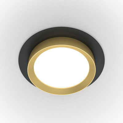 Maytoni - Downlight - Faretto da incasso rotondo in alluminio verniciato in stile moderno - Colore: Oro/Nero - 1 Lampadina - GX53 - 15W - IP 20 - SKU: DL086-GX53-RD-BG