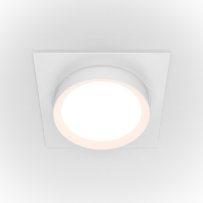 Maytoni - Downlight - Faretto da incasso rotondo moderno in alluminio con placca quadrata - Colore: Bianco - 1 Lampadina - GX53 - 15W - IP 20 - SKU: DL086-GX53-SQ-W
