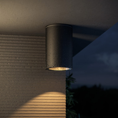 Maytoni - Roll - Faretto da soffitto per esterni con diffusore in alluminio dal design moderno - Colore: Nero - 1 Lampadina GU10 50W - IP 64 - SKU: O307CL-01B
