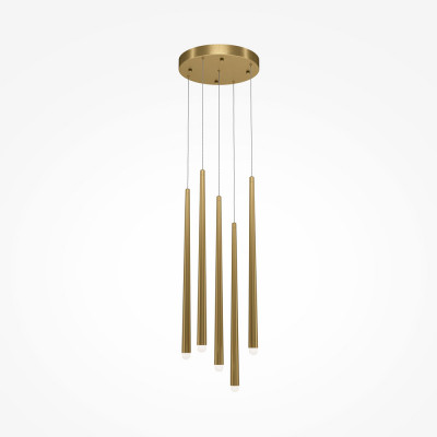 Maytoni - Cascade - Lampada a sospensione a led con cinque pendenti dal design moderno ed elegante - Colore: Ottone - 5 Lampadine Led Integrato 30W - Lumen 2550 - Gradi Kelvin 4000k Luce Naturale - IP20 - SKU: MOD132PL-L36BSK2