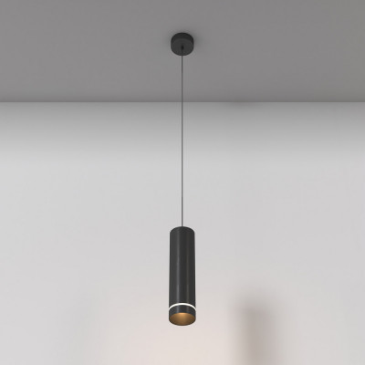 Maytoni - Orlo - Lampada a sospensione a LED con diffusore singolo tubolare dal design moderno - Colore: Nero - 1 Lampadina - Led Integrato - 12W - Lumen 560 - Gradi Kelvin 3000k Luce Calda - IP20 - SKU: P085PL-12W3K-B