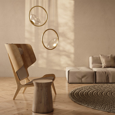 Maytoni - Lunare - Lampada a sospensione a LED struttura in metallo e diffusore in vetro - Colore: Oro - 1 Lampadina Led Integrato 5W - Lumen 450 - Gradi Kelvin 3000k Luce Calda - IP20 - SKU: MOD327PL-L5BS3K