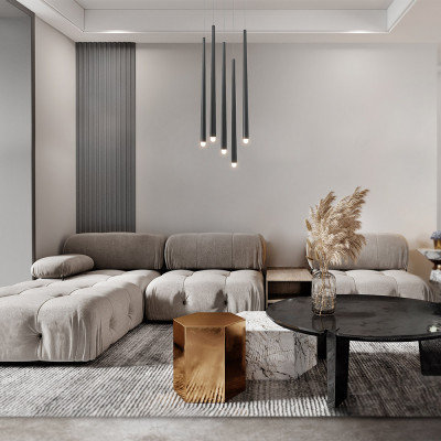 Maytoni Cascade Lampadario moderno rotondo con 5 diffusori pendenti a LED tubolari Colore: Nero