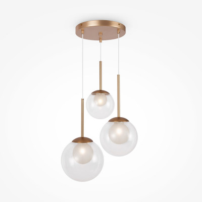 Maytoni - Basic Form - Lampada a sospensione in metallo con 3 diffusori a boccia in vetro - Colore: Oro - 3 Lampadine G9 20W - IP20 - SKU: MOD521PL-03G