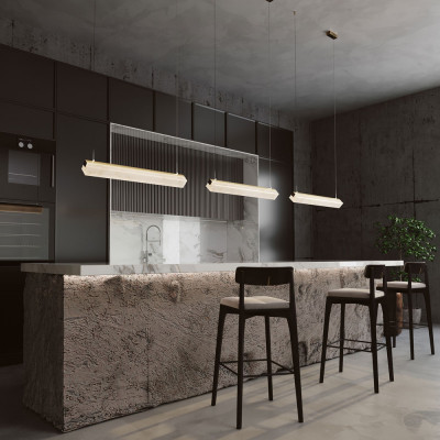 Maytoni Petra Lampadario lineare moderno in metallo con diffusore a led in acrilico Colore: Ottone