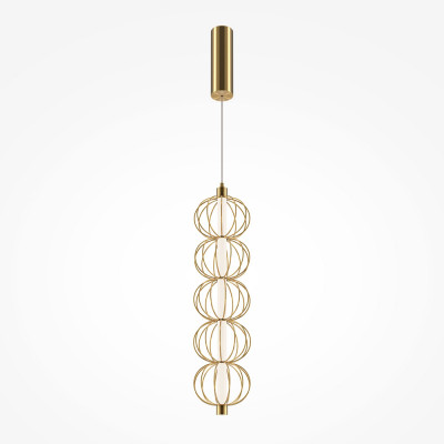Maytoni - Golden Cage - Lampada a sospensione in metallo e diffusore in vetro con LED dal design moderno - Colore: Oro - 1 Lampadina Led Integrato 17W - Lumen 1050 - Gradi Kelvin 3000k Luce Calda - IP20 - SKU: MOD216PL-L10G3K