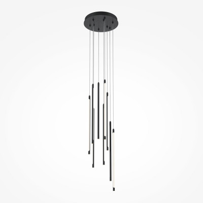 Maytoni Light Stick Lampada a sospensione moderna a LED con 9 diffusori pendenti in alluminio Colore: Nero