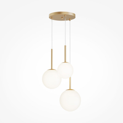 Maytoni Basic Form Lampada a sospensione moderna in metallo con 3 pendenti in vetro rotondi Colore: Oro