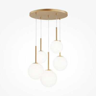 Maytoni Basic Form Lampada a sospensione moderna in metallo con 5 pendenti in vetro rotondi Colore: Oro