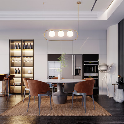 Maytoni Erich Lampadario lineare moderno in metallo e 3 diffusori in vetro a boccia Colore: Oro