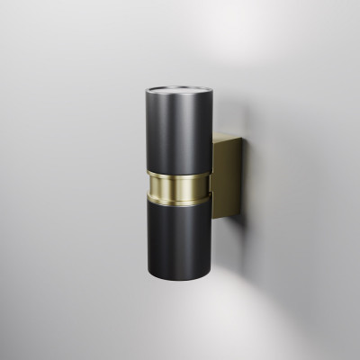 Maytoni Bowery Lampada da parete per esterno in metallo e doppio diffusore in vetro Colore: Nero