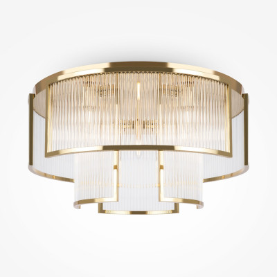 Maytoni - Frame - Lampada da soffitto grande con struttura moderna in metallo e diffusore in vetro - Colore: Oro - 9 Lampadine E14 60W - IP20 - SKU: MOD174CL-09G