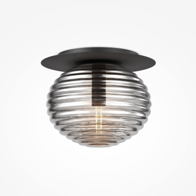 Maytoni - Reels - Lampada da soffitto moderna con struttura in metallo e diffusore in vetro - Colore: Nero - 1 Lampadina - E27 - 60W - IP20 - SKU: MOD268CL-01B