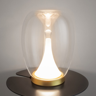 Maytoni - Splash - Lampada da tavolo a LED con diffusore in doppio vetro dal design moderno - Colore: Trasparente - 1 Lampadina - Led Integrato - 9W - Lumen 360 - Gradi Kelvin 3000k Luce Calda - IP20 - SKU: MOD282TL-L15G3K1