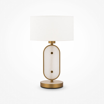  Maytoni - Marmo - Lampada da tavolo in metallo e pietra dal design moderno e paralume in tessuto - Colore: Bianco - 1 Lampadina E27 40W - IP20 - SKU: MOD099TL-01G 