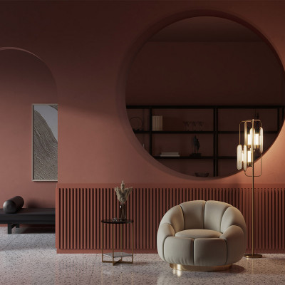 Maytoni - Marmo - Lampada da terra con struttura in metallo e diffusori in pietra naturale - Colore: Oro - 2 Lampadine G9 40W - IP 20 - SKU: MOD099FL-02G