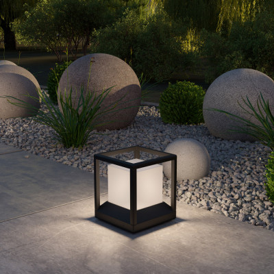Maytoni - Trim - Lampioncino da giardino struttura in alluminio diffusore in acrilico - Colore: Grafite - 1 Lampadina E27 40W - IP65 - SKU: O455FL-01GF