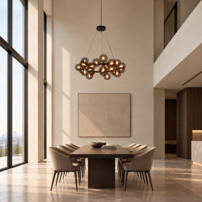 Maytoni Dallas Lampadario a grappolo moderno in metallo con diffusori a boccia in vetro Colore: Nero