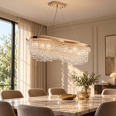 Maytoni Toils Lampadario classico con struttura in metallo e pendenti in cristallo Colore: Oro