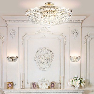 Maytoni Ottilia Lampadario classico grande con pendenti in cristallo e struttura in metallo Colore: Oro