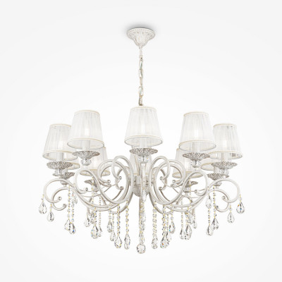 Maytoni - Grace - Lampadario classico in metallo a dieci braccia con pendenti in cristallo - Colore: Bianco/Oro - 10 Lampadine E14 40W - IP20 - SKU: ARM247-10-G