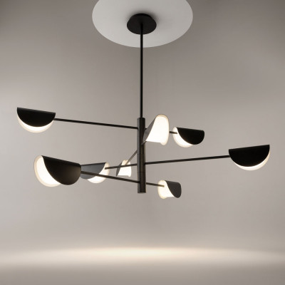 Maytoni - Vigo - Lampadario con 8 diffusori in metallo dalle linee moderne - Colore: Nero - 8 Lampadine G9 28W - IP20 - SKU: MOD126PL-08B