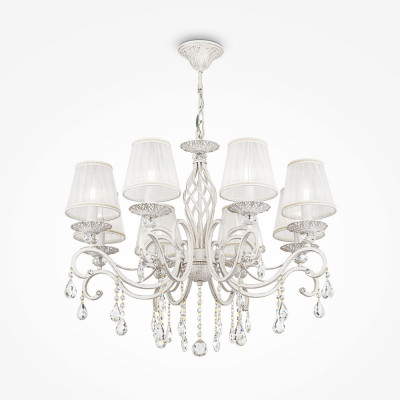 Maytoni - Grace - Lampadario con pendenti in cristallo a otto braccia in stile classico - Colore: Bianco/Oro - 8 Lampadine E14 40W - IP20 - SKU: ARM247-08-G