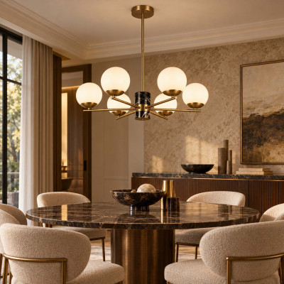 Maytoni Marmo Lampadario con struttura in metallo e marmo dal design moderno Colore: Ottone
