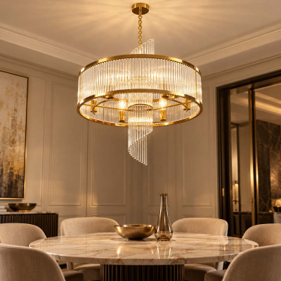 Maytoni Frame Lampadario con struttura moderna in metallo e diffusore in vetro Colore: Oro